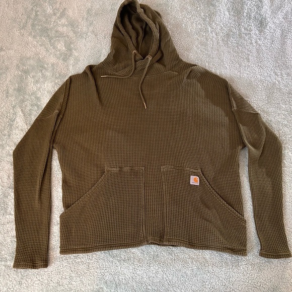 Carhartt Tops Womens Carhartt Relaxed Fit Waffle Hoodie Poshmark